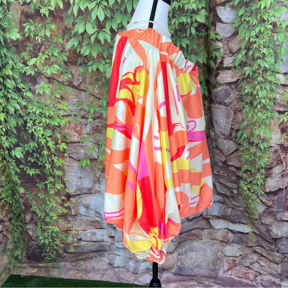 FANCY DREAM Oversized Multicolor Off the Shoulder Resort Blouse, S (Runs Large) - Picture 7 of 14